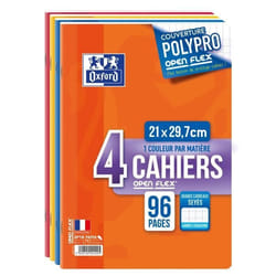 Lot 4 cahiers Open Flex agrafe A4 - 96 pages  - 90g - Grands carreaux Seyes - 21 x 29.7 cm