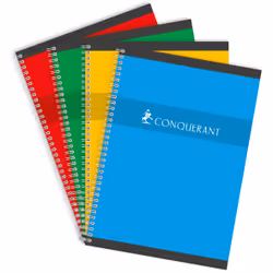 Conquerant 100102398, Monochromatique, Rouge, Vert, Jaune, Bleu, A4, 100 feuilles, 70 g/m², Papier quadrillé