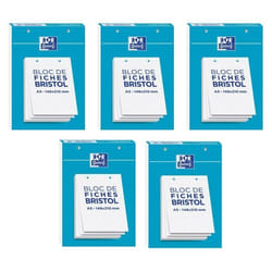Fiches Bristol perforées - OXFORD - A5 Q5/5 Blanc - 30 feuilles - Petits carreaux