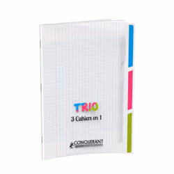Conquerant 400118839, Monochromatique, Transparent, 96 feuilles, Papier quadrillé, Couverture souple, Adulte