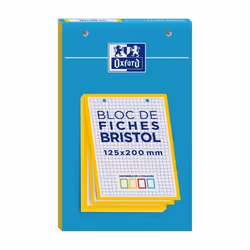 Fiches bristol perforées - OXFORD - Bloc de 30 - Blanc - 125x20 - Petits carreaux - 5x5