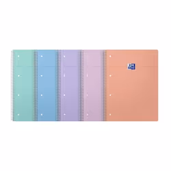 Cahier - OXFORD - 230x297 mm - 160 pages - Quadrillé 5x5 - Couleurs pastel aléatoires