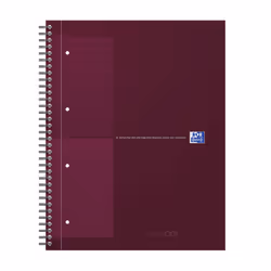Oxford International, Monochromatique, Bourgogne, A4+, 80 feuilles, 80 g/m², Papier quadrillé