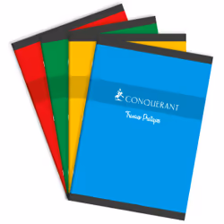 Conquerant 100104079, Monochromatique, Rouge, Vert, Jaune, Bleu, A4, 96 feuilles, Couverture souple, Universel