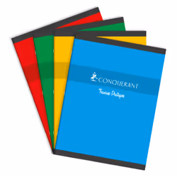 Conquerant 100101662, Monochromatique, Rouge, Vert, Jaune, Bleu, 96 feuilles, Couverture souple, Universel