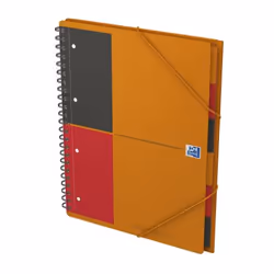 Oxford International Cahier Organiserbook, Monochromatique, Orange, A4+, 160 feuilles, Mat, 80 g/m²