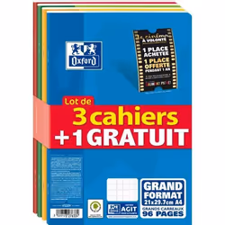 Cahier - OXFORD - Seyès - 210 x 297 mm - 96 pages - 3 cahiers + 1 gratuit