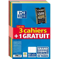Cahier - OXFORD - Seyès - 210 x 297 mm - 96 pages - 3 cahiers + 1 gratuit