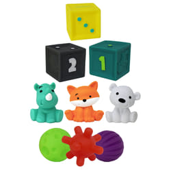 Infantino Set Sensoriel Comprend : 3 Balles, 3 Cubes Et 3 Arroseurs Multi-Texturés