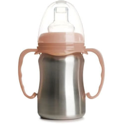 Tasse d'apprentissage Thermobaby Acier inoxydable - 180 ml - Pêche - Ergonomique et étanche