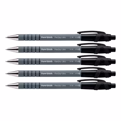 Papermate Flexgrip Ultra Noir Stylo à bille rétractable avec clip Moyen 5 pièce(s)