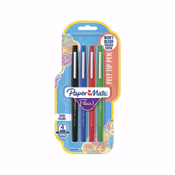 Papermate Flair, Moyen, 4 couleurs, Noir, Bleu, Vert, Rouge, Pointe ogive, 1 mm, Noir, Bleu, Vert, Rouge