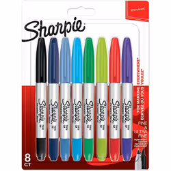 Sharpie 2065409, Multicolore, Fin/Ultra-fin, Vitrocéramique, Tissu, Cuir, Métal, Papier, Plastique, AP, 8 pièce(s), Ampoule