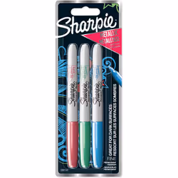 Sharpie 2067103, Bleu, Vert, Rouge, Pointe fine, Fin, 0,9 mm, Vitrocéramique, Verre, Cuir, Papier, Plastique, 3 pièce(s)