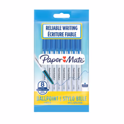 Papermate 2084422, Clip, Stylo à bille, Bleu, 8 pièce(s), Moyen
