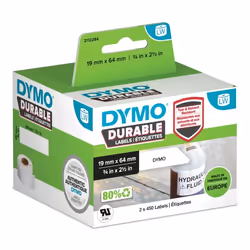DYMO LabelWriter™ Durable - 19 x 64mm, Blanc, Imprimante d'étiquette adhésive, Polypropylène (PP), 1,9 cm, 6,4 cm, 300 g