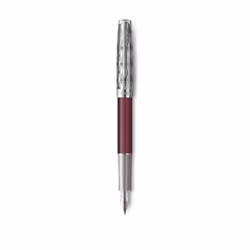 Parker Sonnet, Métallique, Nickel, Rouge, Noir, Acier inoxydable, Vernis, Palladium, Plume italique, Or/rhodium
