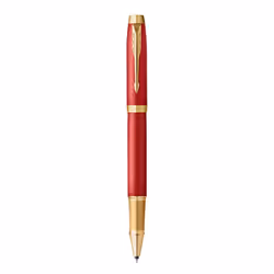 Parker IM Premium, Stylo à bille retractable avec clip, Or, Rouge, Noir, Laiton, Vernis, Fin