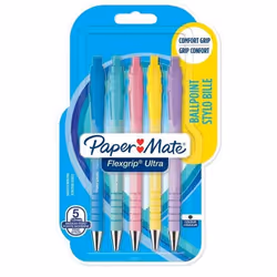 Stylo à bille - Paper Mate - FlexGrip Ultra Pastel - Blister de 5 - Pointe moyenne - Couleur noir