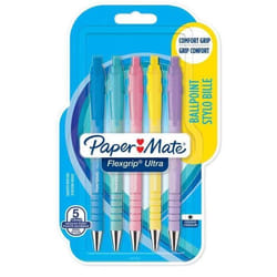 Stylo à bille - Paper Mate - FlexGrip Ultra Pastel - Blister de 5 - Pointe moyenne - Couleur noir