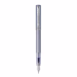 Parker Vector XL, Argent, Système de remplissage cartouche, Bleu, Acier inoxydable, Moyen, Ambidextre