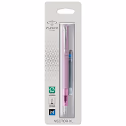 PARKER VECTOR XL stylo plume laque lilas métallisée sur laiton plume moyenne cartouche dencre bleue blister