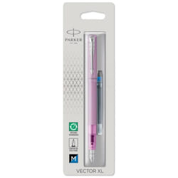 PARKER VECTOR XL stylo plume laque lilas métallisée sur laiton plume moyenne cartouche dencre bleue blister
