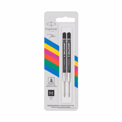 Parker Quinkflow, Noir, Moyen, Noir, Acier inoxydable, Stylo à bille, Ampoule, 2 pièce(s)