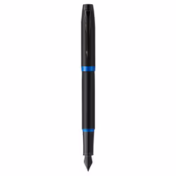 Parker IM Vibrant Rings, Noir, Bleu, Système de remplissage cartouche, Métal, Acier inoxydable, Moyen, Ambidextre