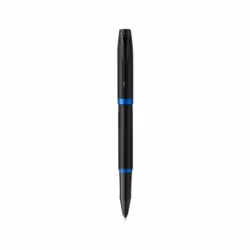 Parker IM Vibrant, Stylo à bille retractable avec clip, Noir, Bleu, Bleu, Acier inoxydable, Fin, Ambidextre