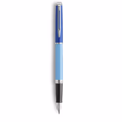 Waterman Hémisphère, Bleu, Bleu, Vernis, Acier inoxydable, Fin, Ambidextre