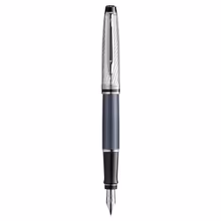 Waterman Expert Deluxe, Gris, Métallique, Bleu, Acier inoxydable, Fin, France, Emballage cadeau