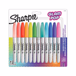 Sharpie 2198780, 12 pièce(s), Bleu, Vert, Orange, Rose, Violet, Rouge, Jaune, Pointe fine, Blanc, Rond, 1 mm