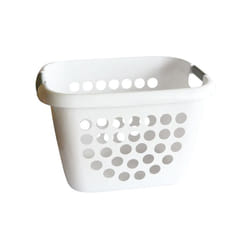 Laguelle - Corbeille à linge 28l bi matière blanc/gris 45x35x29.5cm