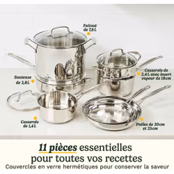 Batterie De Cuisine - Tous Feux Dont Induction - Cuisinart - 77-11g - Acier Inoxydable - 11 Pieces - Vue supplémentaire 2
