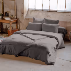 Planete Discount PD10986-gris-220, Uni, Lavage en machine, 40 °C, Oeko-Tex, Coton