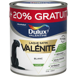 Dulux Valentine - Peinture Laque Valénite Satin Blanc 2 l + 20 % Gratuit