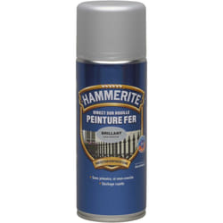 Hammerite - Peinture Fer aérosol Direct sur Rouille - Brillant Argent - 400 ml