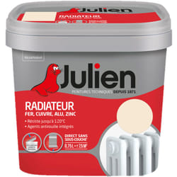 Julien - Peinture Radiateur Acrylique, Fer, Cuivre, Alu, Zinc - Direct sans sous-couche - Satin Blanc Cassé 0,75 l