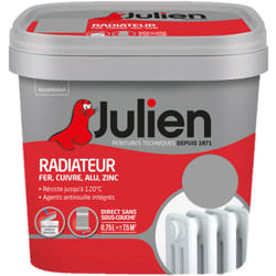 Julien - Peinture Radiateur Acrylique, Fer, Cuivre, Alu, Zinc - Direct sans sous-couche - Satin Titanium 0,75 l