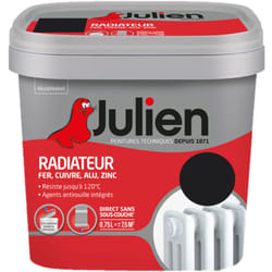Julien - Peinture Radiateur Acrylique, Fer, Cuivre, Alu, Zinc - Direct sans sous-couche - Satin Noir 0,75 l