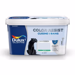 LIVRAISON OFFERTE DES 39€ D’ACHAT ET RETOUR GRATUIT ! Dulux Valentine cuisine & bains : Color Resist Cuisine & Bains offre une résistance toute particulière aux moisissures