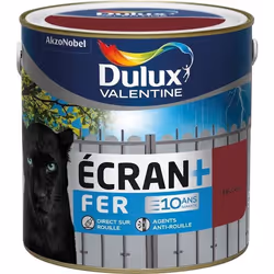 Peinture - DULUX VALENTINE - Fer brillant écran+ - Rouge basque - 2 L - Extérieur - Glycérophtalique