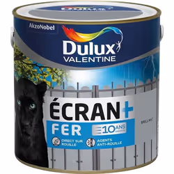 Peinture - DULUX VALENTINE - Fer brillant écran+ 2 L - Gris acier - Extérieur