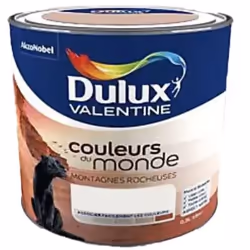 DULUX VALENTINE Couleurs du monde Montagnes Rocheuses est une peinture satinée monocouche pour murs et boiseries intérieur. S ...