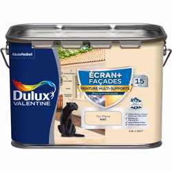 LIVRAISON OFFERTE DES 39€ D’ACHAT ET RETOUR GRATUIT ! Peinture Ecran+ Multi-Supports Façade - Dulux Valentine La peinture Ecran+ Multi-Supports Façade est la seule peinture « TOUT-EN-1 » qui permet de repeindre facilement les murs extérieurs ainsi que les autres éléments de votre façade ! Elle s'applique sur toutes façades