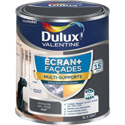 Dulux Valentine - Peinture Ecran+ Multi-Supports Façade - protection 15 ans sur 15 matériaux - Mat Gris Anthracite 1 l