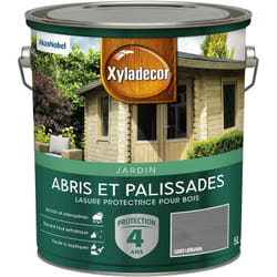 Lasure protectrice pour bois extérieur - Abris et Palissades - aspect mat gris urbain 5 L - Xyladecor