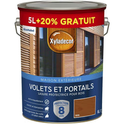 Lasure protectrice pour bois extérieur - Volets et Portails - aspect satin teck 6 L (5 L + 1 L gratuit) - Xyladecor