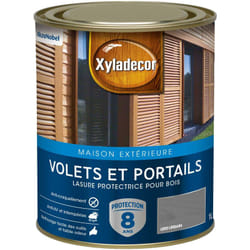 Xyladecor - Lasure protectrice pour bois extérieur - Volets et Portails - aspect satin gris urbain 1 l